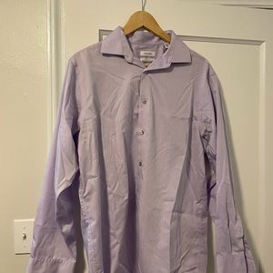Men’s Lilac Dress Shit - Calvin Klein - 15.5, 32-33, Regular Fit